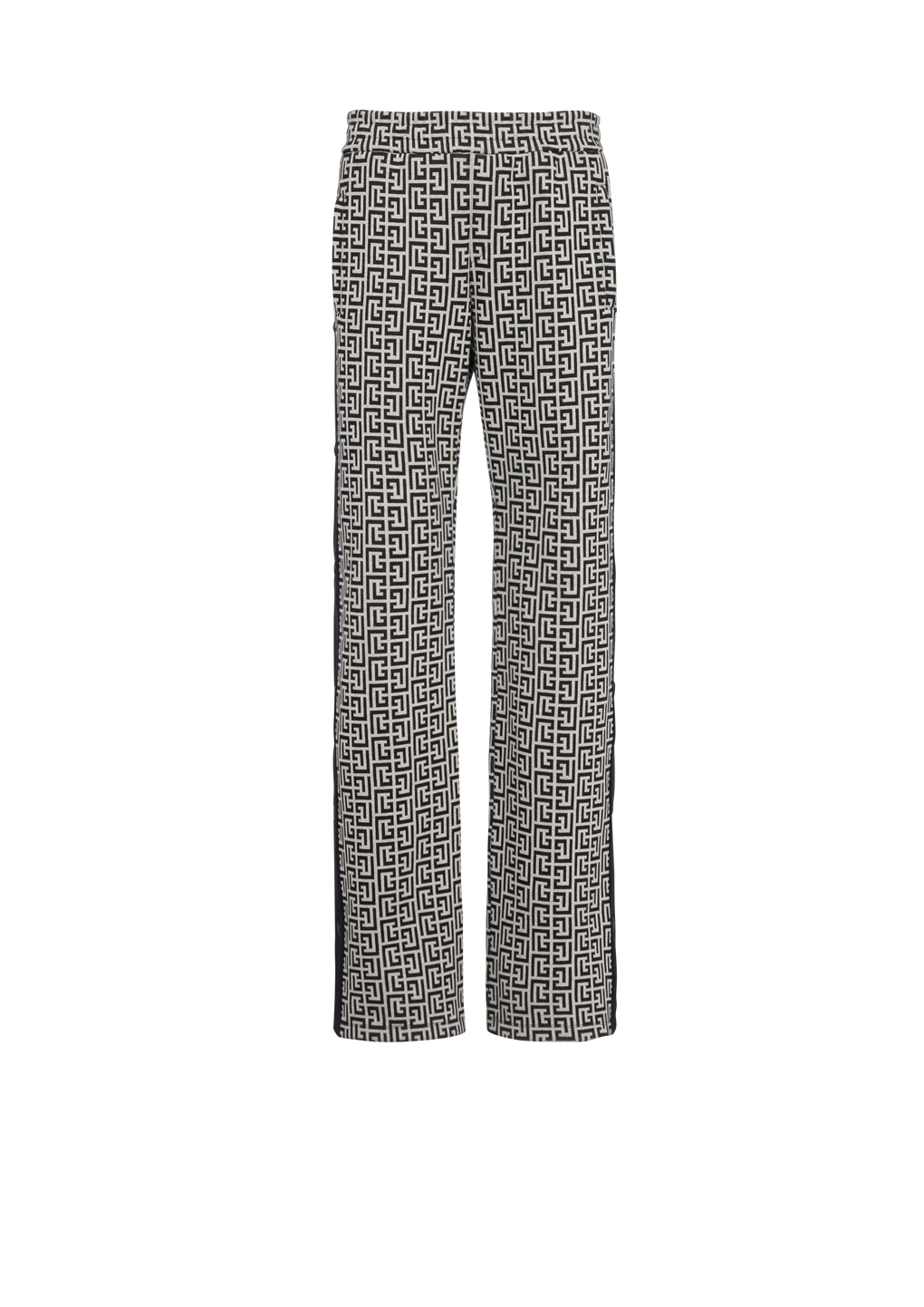 Wide-legged pyjama pants with Balmain monogram and snap buttons, black, hi-res