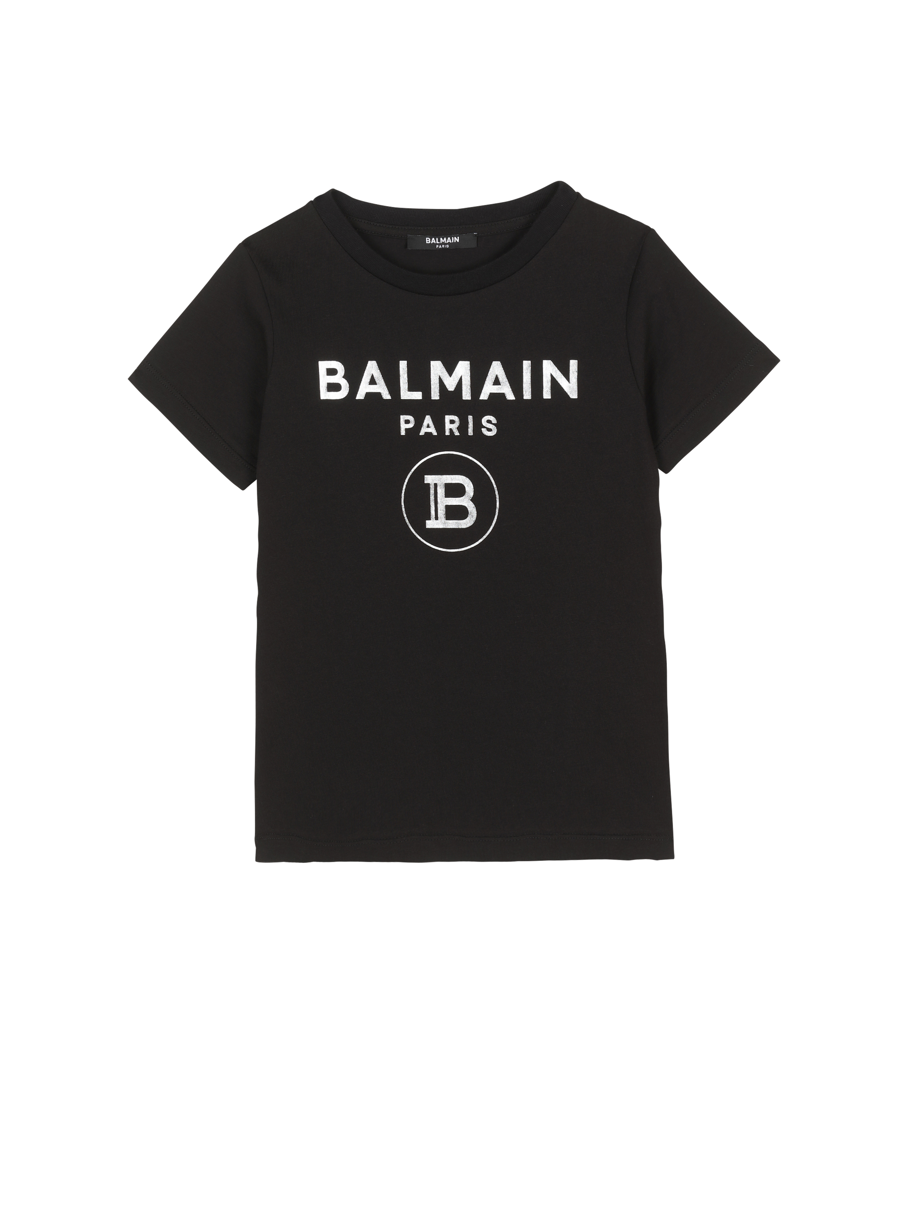 Cotton T-shirt with Balmain logo, black