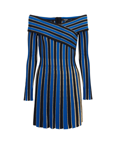 Metallic striped knit dress