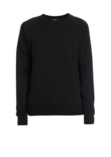 Cotton sweatshirt with embossed Balmain logo