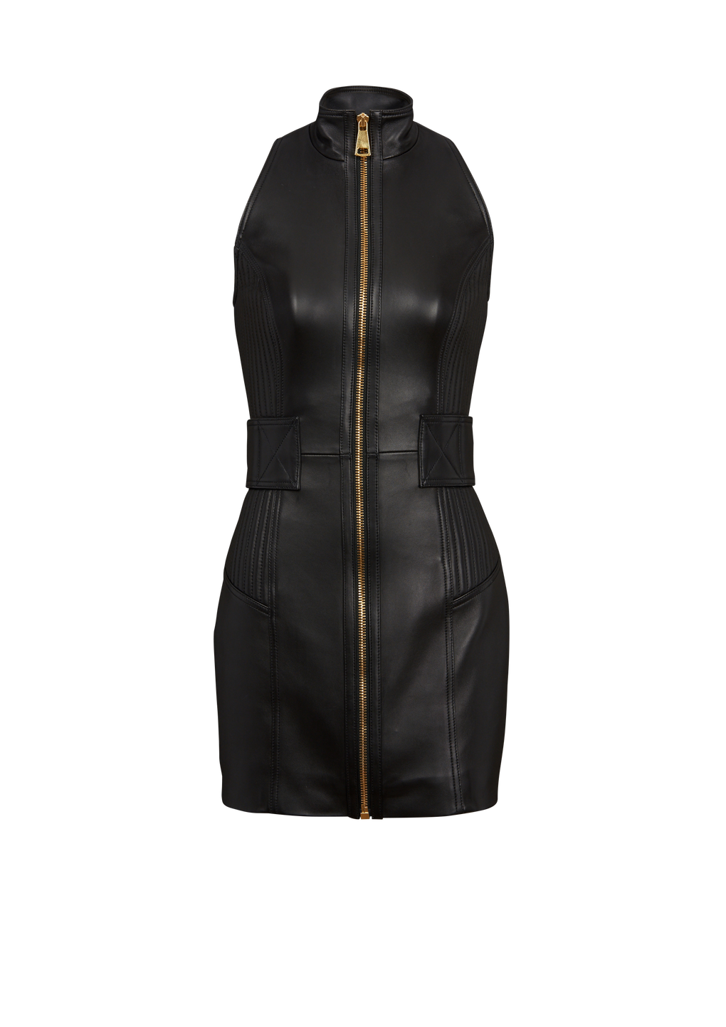 Short leather dress, black, hi-res