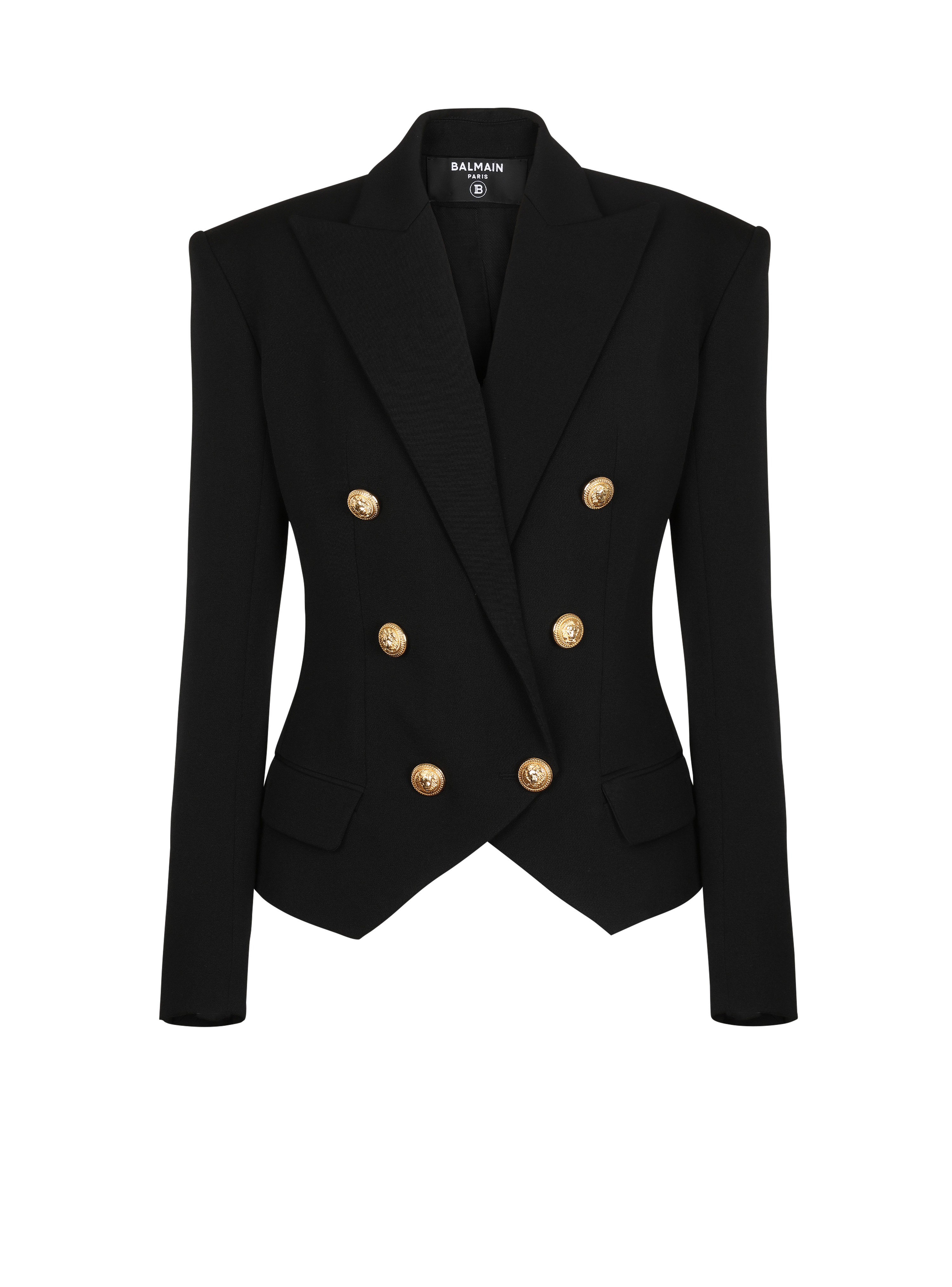 Wool double-breasted blazer, black