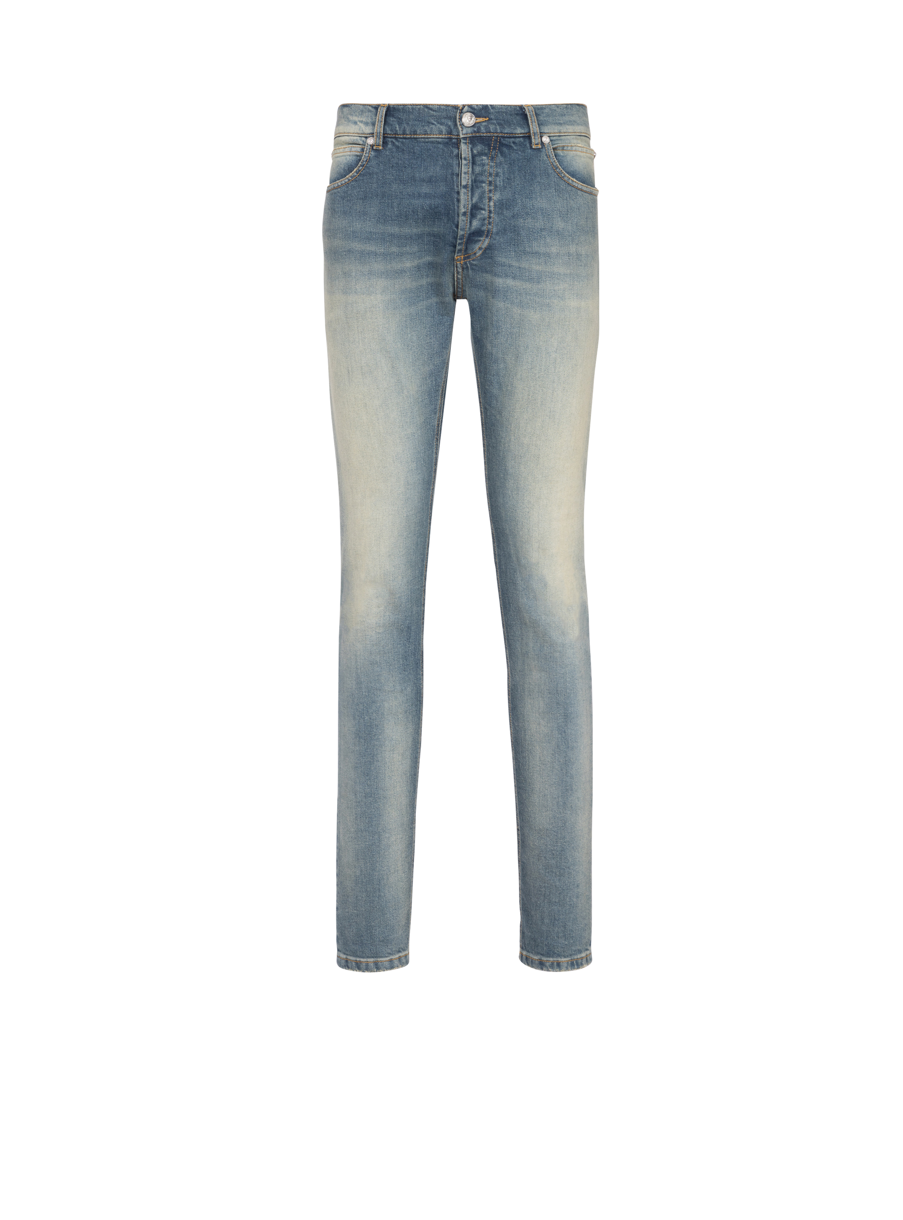 Slim cut faded cotton jeans, blue