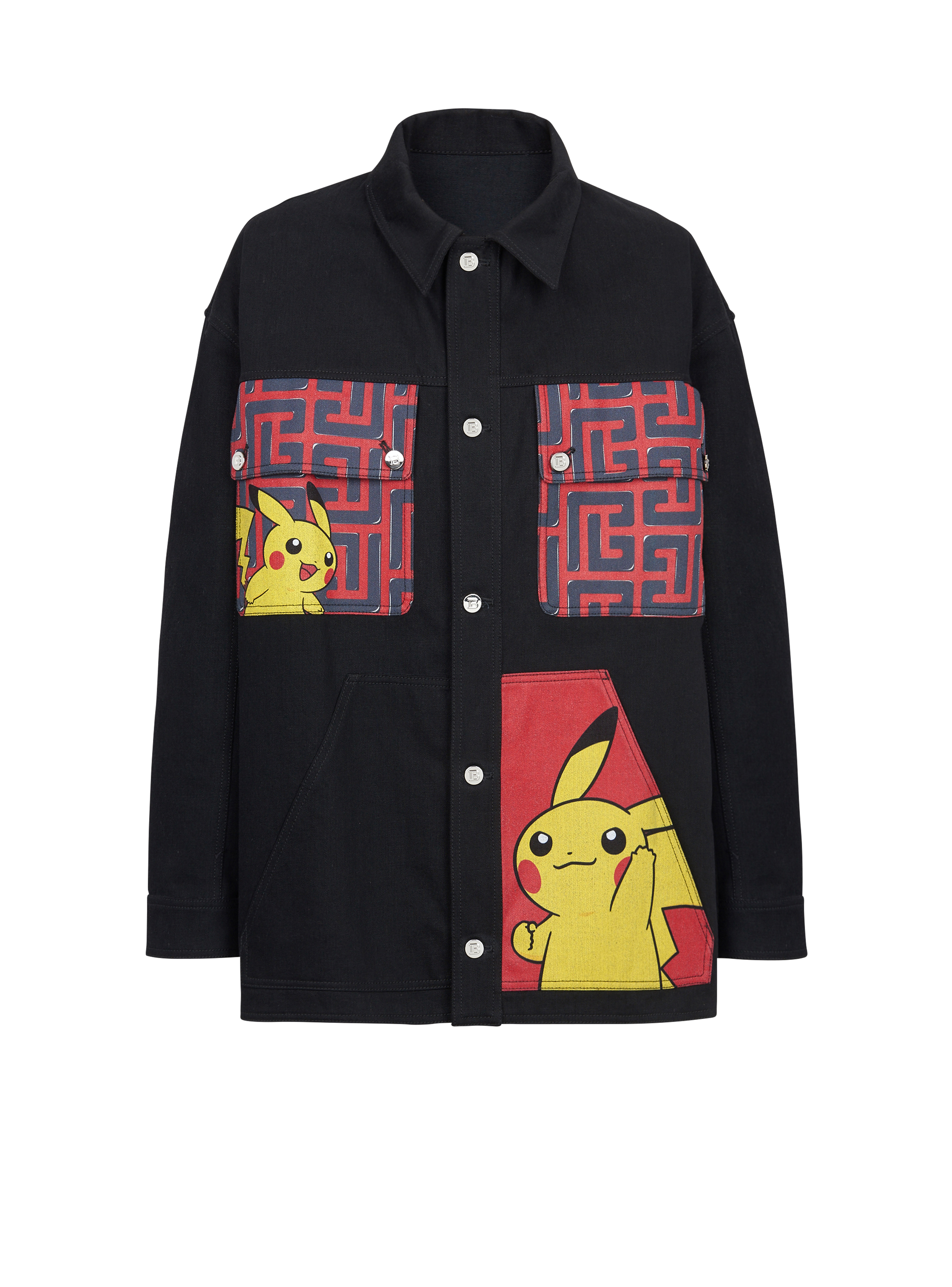 Unisex - Denim jacket with Pokémon print, red