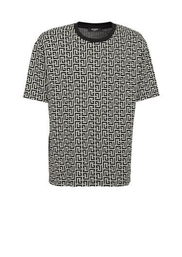 Oversized cotton T-shirt with Balmain monogram print